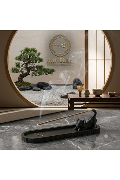 Minelly Purr | Kedi Figürlü Dekoratif Tütsülük – 3D Baskı Minimal Tütsü Standı