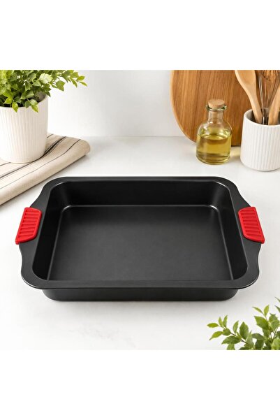 abnturk 39x26cm Isınmayan Silikon Kulplu Yapışmaz Fırın Tepsisi-Çok Amaçlı Pi...