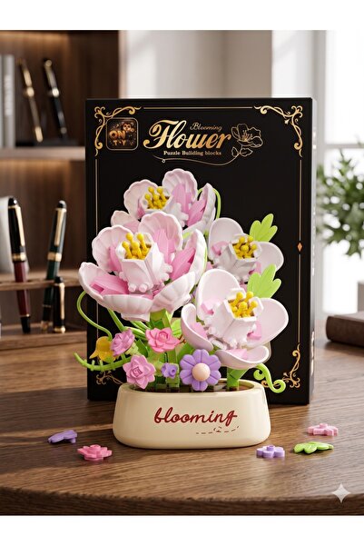 Arvela Premium Blooming Çiçek Yapım Blokları - DIY Pembe Beyaz Lotus Şakayık ...