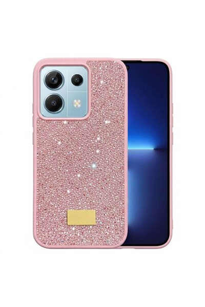 Pilanix Xiaomi Redmi Note 13 Pro 5G Kılıf Silikon Kenarlı Taşlı Parlak Lux Di...