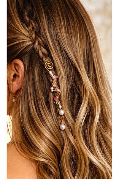 Bukiro Hair Tinsel with Natural Stones and Pearl Detail Handmade Hair Accesso...