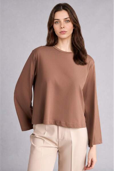 DeFacto Relax Fit Combed Cotton Long Sleeve Green Tunic H7196Ax26Sm
