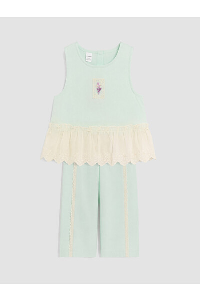 LC Waikiki Lcw Kids Green Embroidered Girls' Set