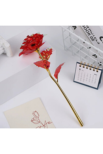 Choice1 8pcs Red 8pcs Colorful Golden Foil Flower Everlasting Rose Artifical ...