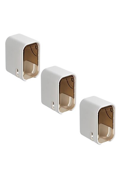 Choice brown-3pcs 3pcs Toothbrush Rack Wall-mounted Punch-free Toothbrush Hoo...
