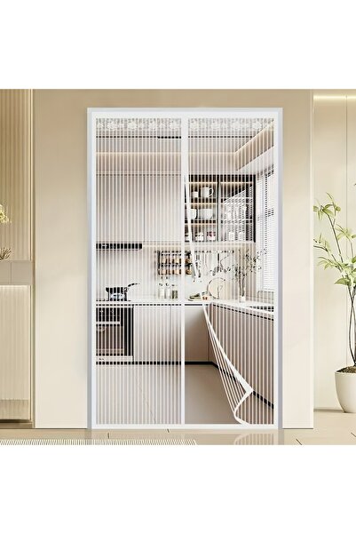 Choice3 W80cm*H210cm white White Striped Magnetic Mosquito Net Curtains Avail...
