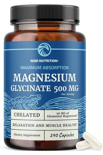 Nobi Nutrition مغنيسيوم جلايسينات، 500 ملغ، مخلب لزيادة الامتصاص، للعضلات وال...