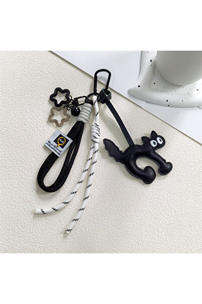 choice2 black Cute PU Leather Cat Hanger Cartoon Keychain Car Keyring Bag Pen...