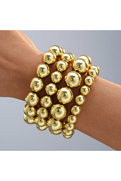 Choice AYA6607701 4 Pcs Vintage Gold Color Elastic Beads Bracelet Set for Wom...