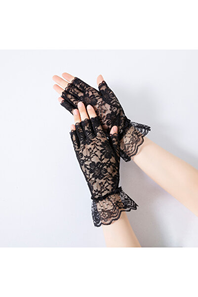 Choice1 One Size Black Women Lace Flowers Thin Breathable Elasticity Half Fin...