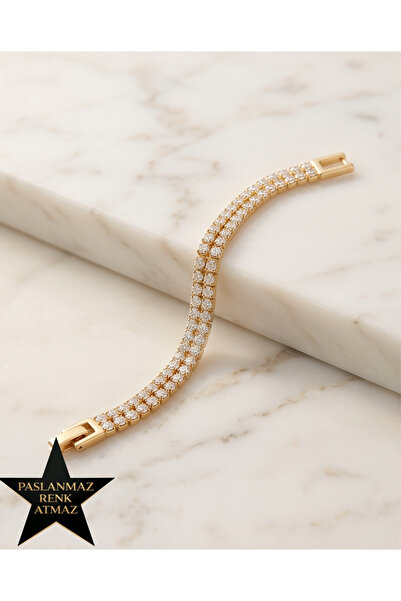XUPING JEWELRY Xuping 14K Altın Renginde Zirkon Taşlı Çift Su Yolu Kadın Bile...