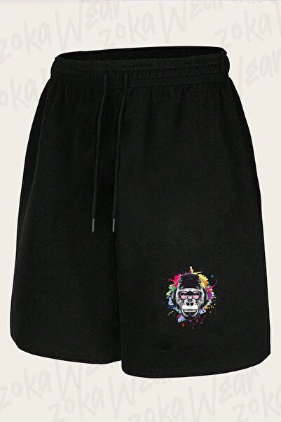 ZOKAWEAR Unisex Dj Monkey Design Printed Shorts
