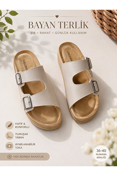 GEZER Comfort Slippers Beige 1 Piece with Two Buckles Adjustable Quality Usef...