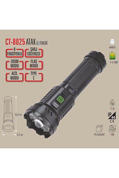 Cata Ct-8025 Atak El Feneri (Acil Durum Fonksiyonlu)