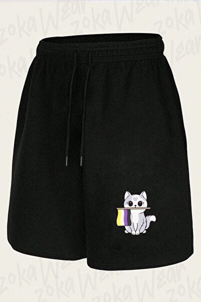 ZOKAWEAR Unisex Nonbinary Pride Cat Nikury Design Printed Shorts