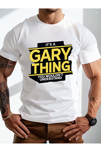 STITCHLY تي شيرت رجالي مطبوع عليه عبارة "It's a Gary Thing" بخط أصفر وجريء وأ...