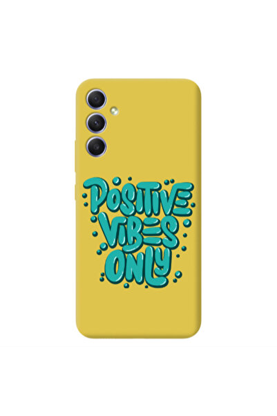 Other Samsung A15 5G Positive Vibes Only Yellow Colored Silicone TPU Θήκη