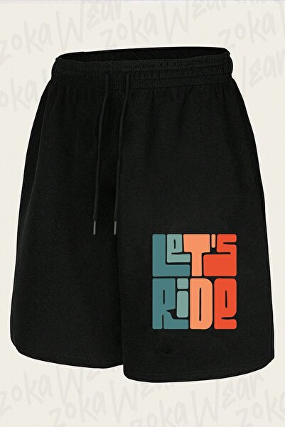 ZOKAWEAR Unisex Let's Ride Colored Illustration Design Printed Shorts