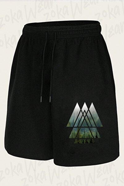 ZOKAWEAR Unisex Sacred Geometry Triangles Misty Forest Design Printed Shorts