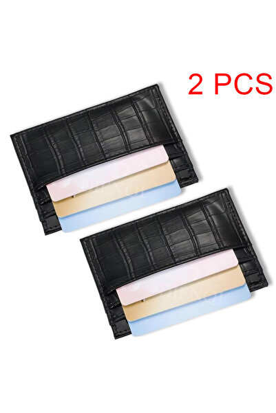 Choice5 Black 2PCS Women's Simple Plain Crocodile Pattern Wallet Casual Slim ...