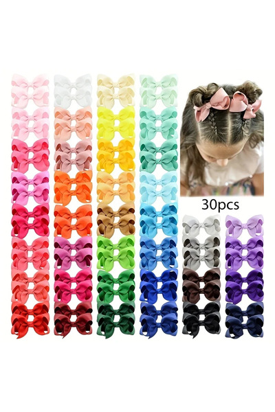 Choice 30pcs BABY BOWS 20/30/40Pcs 3inch Grosgrain Ribbon Hair Bow Clips for ...