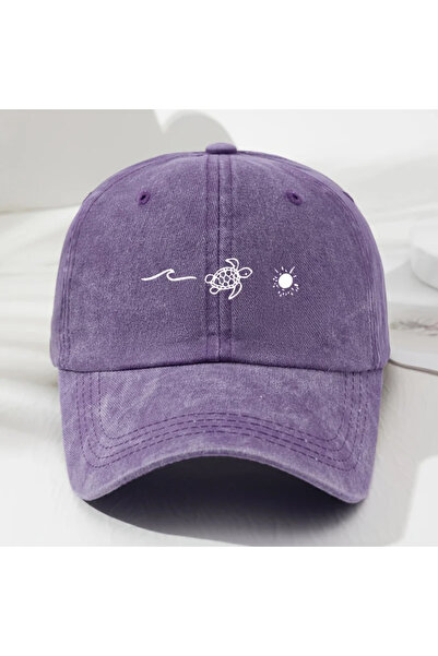 Choice3 Adjustable PURPLE Turtle pattern printed baseball cap for daily casua...