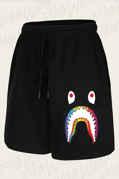ZOKAWEAR Unisex Bape Shark Colorful Design Printed Shorts