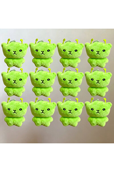 Choice4 12pcs Green Alien Cat Plush Pendant Keyring Cute Soft Stuffed Keychai...
