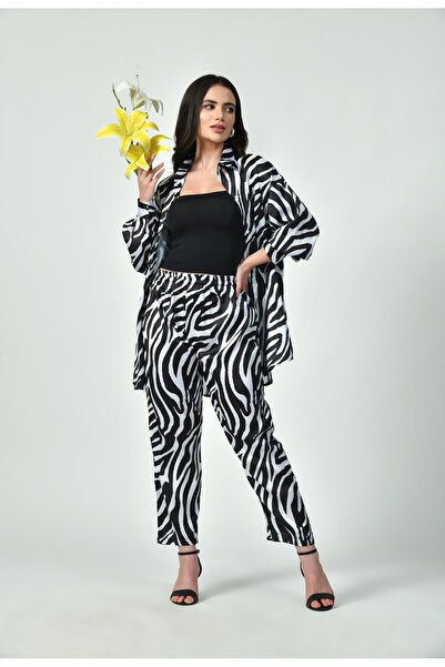 RIZQE Zebra Print Satin Co-Ord Set – Premium Women Modest Fashion