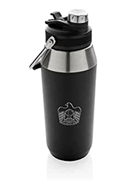 mug Rovatti UAE Logo Printed Pola Uslar Stainless Steel Bottle (Black)