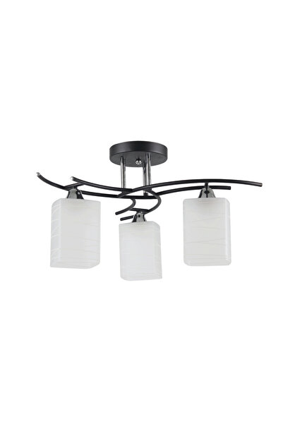 erstecup Πολυέλαιος Νάρα Χρωμέ+Μαύρο+Λευκό 3xΕ27 60W, ερστεκάπ, Ε