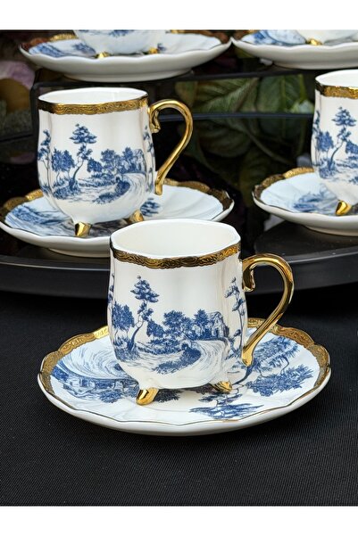 Ulus Home 6-Person Porcelain Acar Sulien Coffee Cup Set