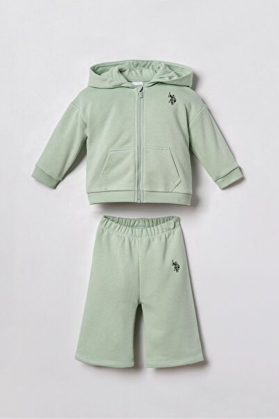 U.S. Polo Assn. Embroidered Baby Girl Green Long Sleeve Pajama Set Usb3246-C-V1