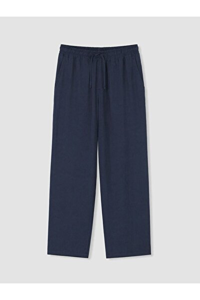 LC Waikiki Xside Navy Blue Relax Fit Linen Look Men's Trousers