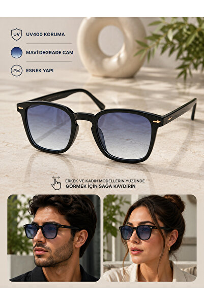 PURE BERRY Uv400 Degraded Dark Blue Unisex Sunglasses