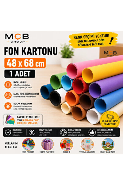 Mçb Group Fon Kartonu 48x68 cm 1 Adet | İnce Renkli Karton | Renk Seçimi Yoktur