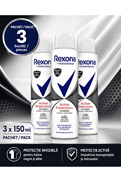 Rexona Set 3 x Deodorant spray Protecție Activă + Invizibil 150 ml