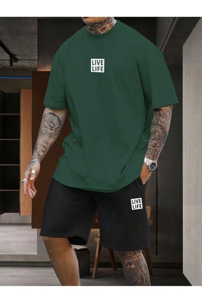 ship master Summer Collection New Arrival T-Shirt & Shorts Set Printed Patter...