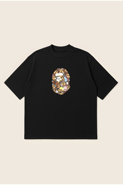Moon Dancer BAPE Baby Milo Тениска с принт  "Мулти Голяма глава на маймуна ",...