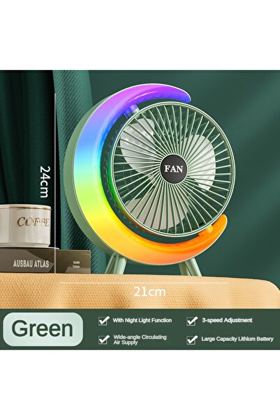Choice1 مروحة مكتبية صغيرة خضراء مع إضاءة متحركة وقوة رياح عالية وثلاث سرعات ...