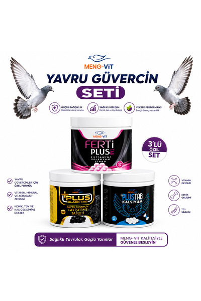 MENGVİT 3 Lü Güvercin Bakım Set Kalsiyum Ferti Plus Black Tab