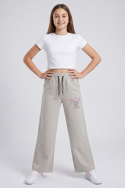 kinderos Paris Printed Wide Leg Girls' Sweatpants - 26Y 26086