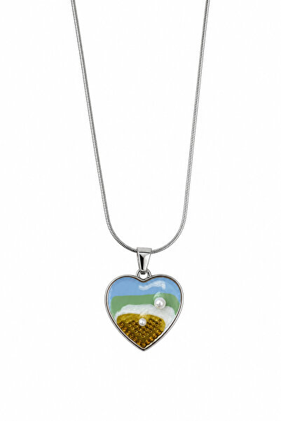 Jack Ferrero Steel Heart-Shaped Sea and Beach Themed Stylish Necklace with Pe...