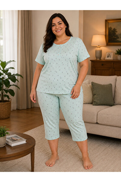 BALİS PİJAMA Women's Capri Patterned 3-Button Comfortable Quality Fabric Cott...