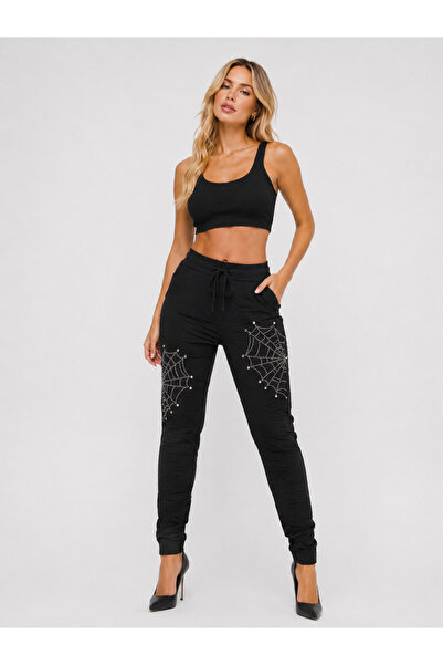 Sibel Günay Butik Ιταλικό παντελόνι jogger με λεπτομέρεια από πέτρα λύκρα |  ...