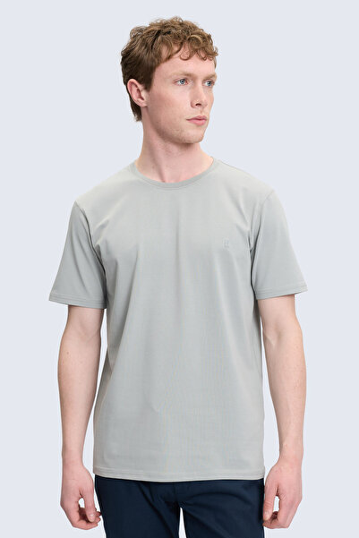 Hatemoğlu Gray Regular Fit Crew Neck Cotton T-Shirt