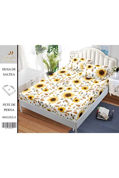 PlayFun Сатенено памучно покривало за легло за двама, 3 части, с ластик, 180x...