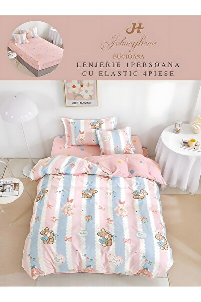 OEM Duvet Cover Set 1 Person 4 Pieces with Stretchy 155x200 cm, Model T60-104