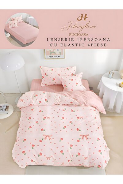 naniland.ro Lenjerie de Pat 1 Persoană 4 Piese Cu Elastic 155x200 cm