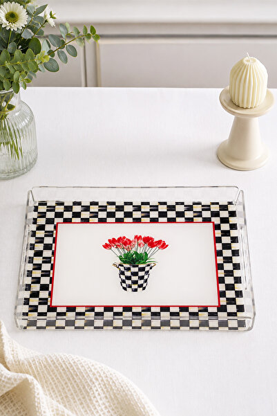 aymira home Patterned Plexiglass Tray for Serving and Presenting, Transparent...